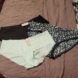 Victoria's Secret Black and Mint Floral Underwear Set